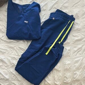 COPY - Figs Electric Blue Scrub Set with Neon Accents